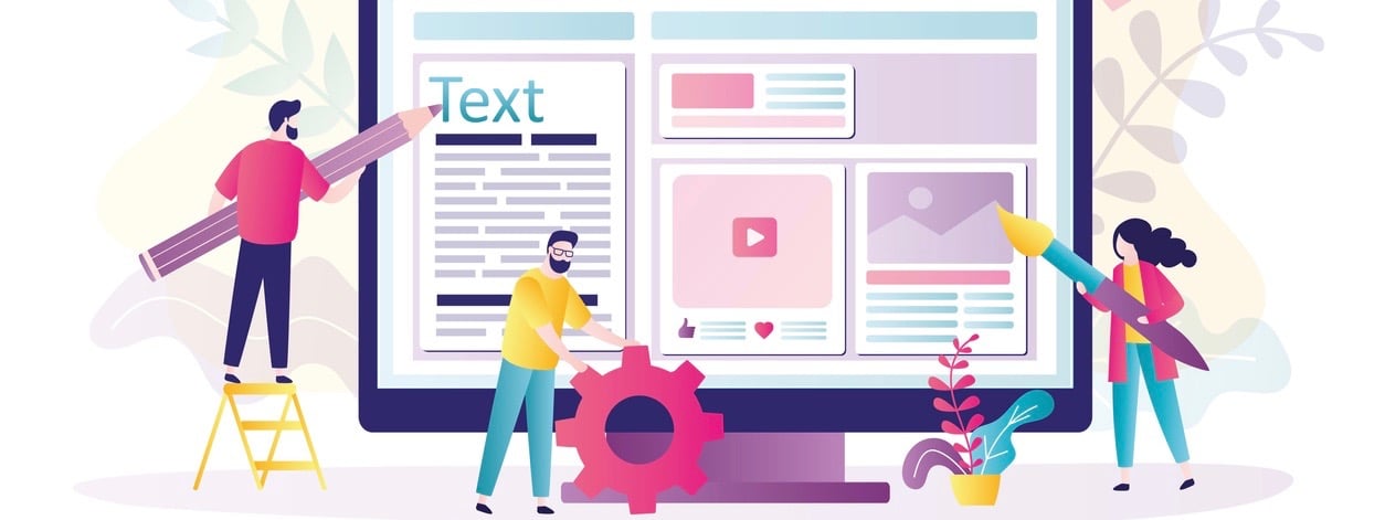 Copywriter with pencil writes articles for website or blogs.