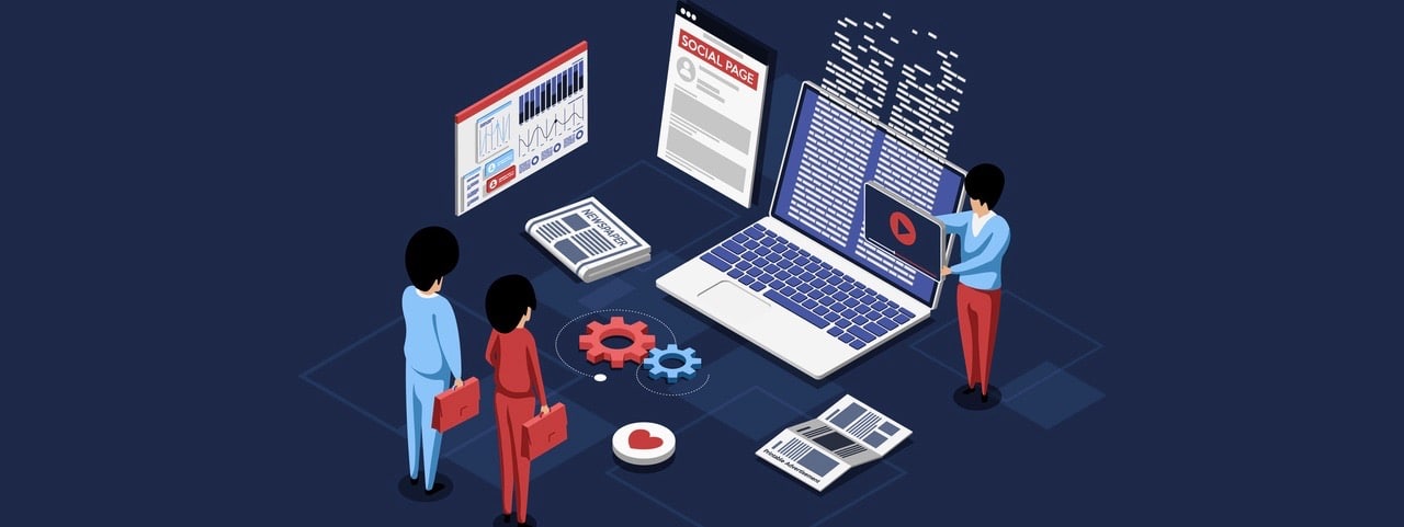 Earned Media Vector Illustration In Cartoon 3d Style On Dark Background.