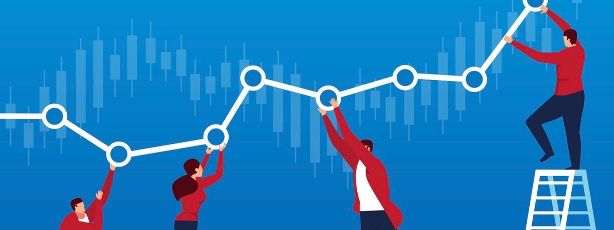 Businessmen keep the chart profitable