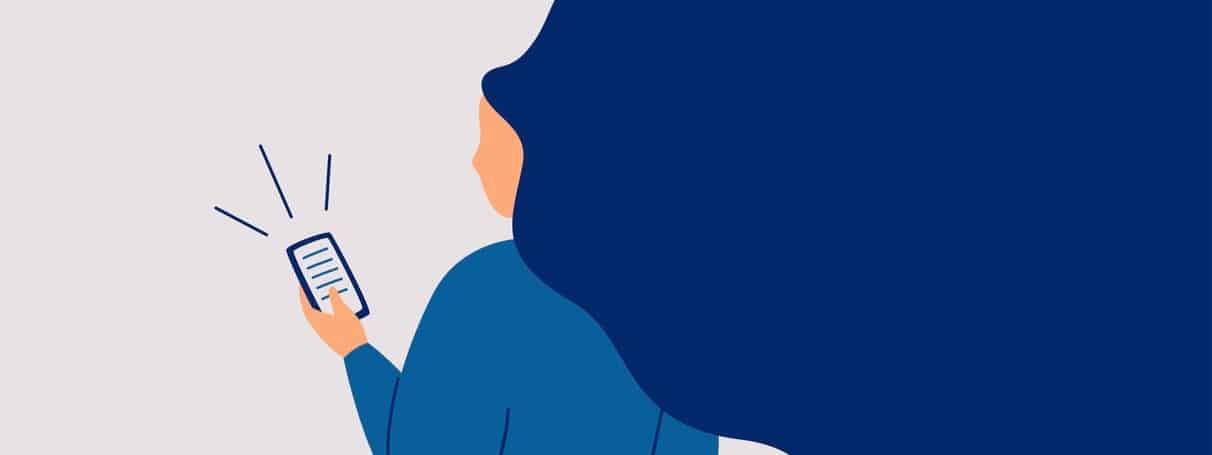 Young woman surfing the internet on a smartphone.