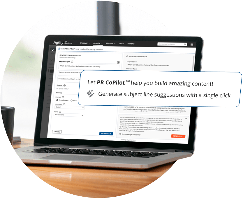 PR CoPilot AI-writing assistant interface 