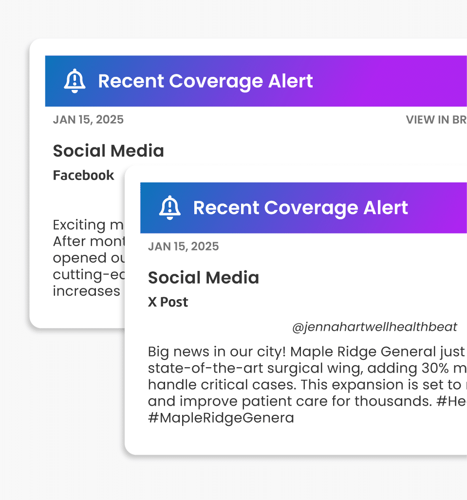 Social Listening Recent Coverage Alerts Social Listening Recent Coverage Alerts